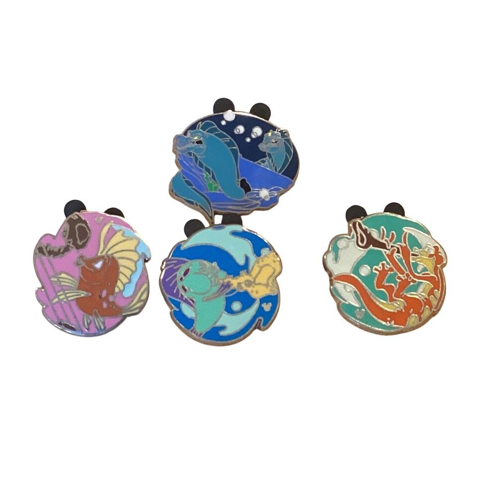 Lot 4 Disney Little Mermaid Blow Fish Trumpet Hidden Mickey 3 4 5 Pins +